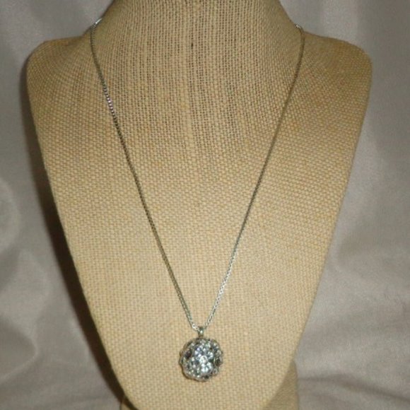 NEW FOSSIL STERLING SILVER CRYSTAL BALL NECKLACE - Picture 1 of 11